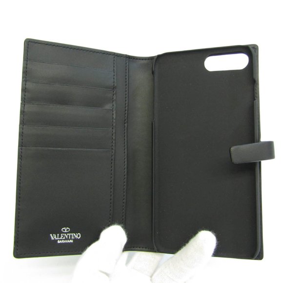 VALENTINO GARAVANI Garavani Leather Phone Flip Case For IPhone 7 Plus Black - Picture 3 of 10